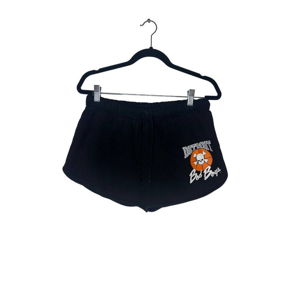 Detroit Bad Boys Basketball Women's Elastic Waist Jersey Shorts Black L